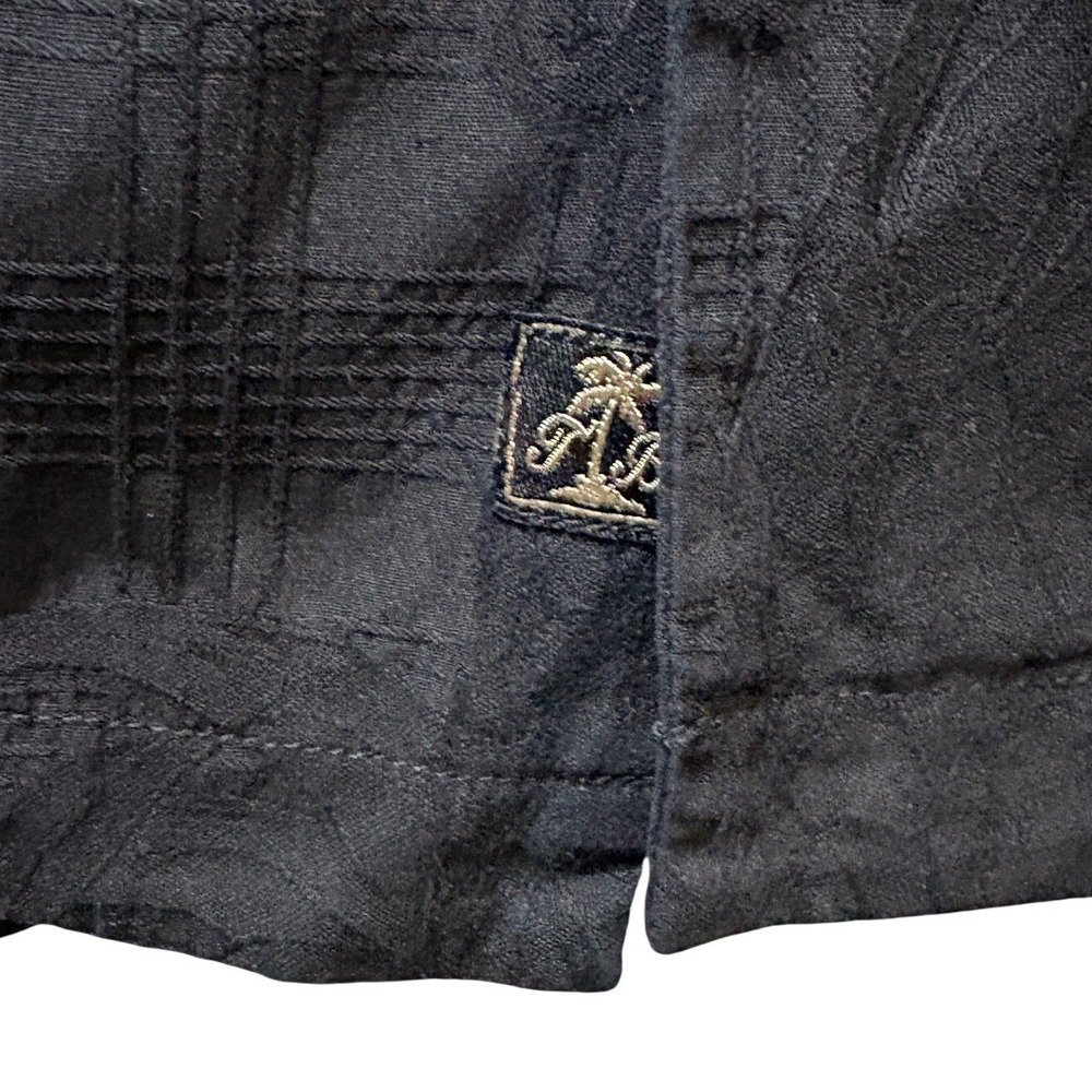 Tommy Bahama 100% Silk Camp Shirt XL Black Tonal Jacquard Tropical Button Up - Picture 5 of 10